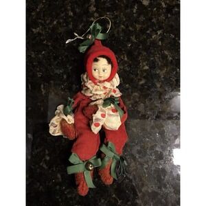 Rare Vintage Cracker Barrel Christmas Ornament Female Elf Poseable "7 Bells